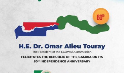 H.E. Omar Alieu Touray, President of ECOWAS Commission, Feliciates The Gambia 60th Independence Anniversary