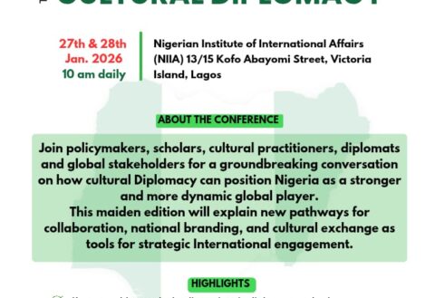 Bridging Nations Through Culture: Maiden Cultural Diplomacy Conference Set for Lagos  By Raymond Enoch