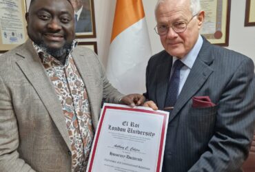 Malta-Based Ivorian Honorary Consul Bags UK Honorary Doctorate for Global Diplomacy and International Relations.  By Raymond Enoch