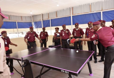 FRSC SERVES SETS FITNESS PACE AS CORPS MARSHAL UNVEILS TABLE TENNIS COURT  By Raymond Enoch