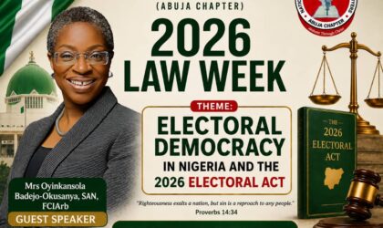 Electoral Democracy Takes Centre- Stage as Catholic Lawyers name Oyinkansola Badejo-Okusanya, SAN, as Guest Speaker for 2026 Law Week By Raymond Enoch Electoral Democracy Takes Centre- Stage as Catholic Lawyers name Oyinkansola Badejo-Okusanya, SAN, as Guest Speaker for 2026 Law Week By Raymond Enoch