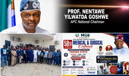 APC Rolls Out Six Days Free Medical, Surgical Outreach in Taraba to Honour Nentawe Yilwatda at 58  By Raymond Enoch